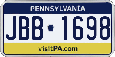 PA license plate JBB1698