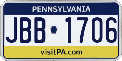 PA license plate JBB1706