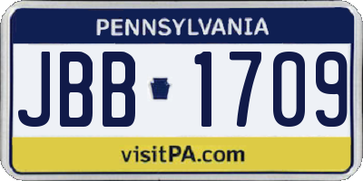 PA license plate JBB1709