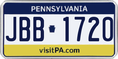 PA license plate JBB1720