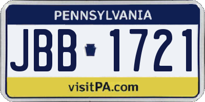 PA license plate JBB1721