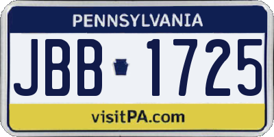 PA license plate JBB1725