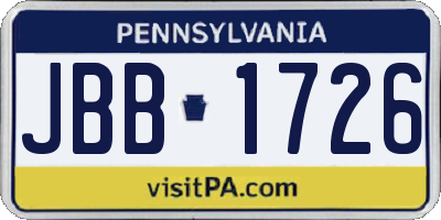 PA license plate JBB1726