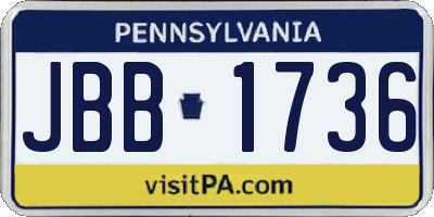 PA license plate JBB1736