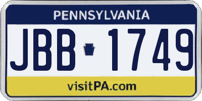 PA license plate JBB1749