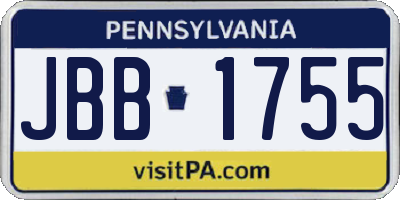 PA license plate JBB1755