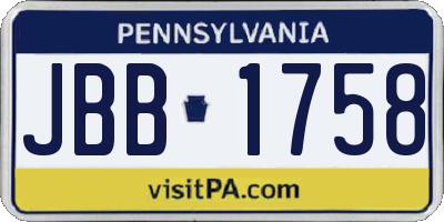 PA license plate JBB1758