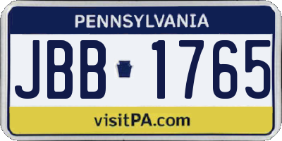 PA license plate JBB1765