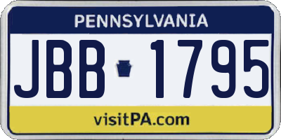 PA license plate JBB1795