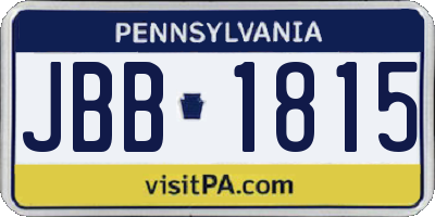 PA license plate JBB1815