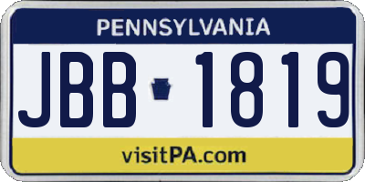PA license plate JBB1819