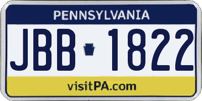 PA license plate JBB1822