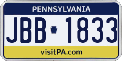 PA license plate JBB1833