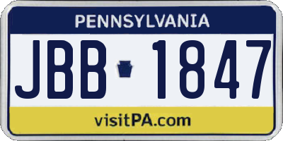 PA license plate JBB1847