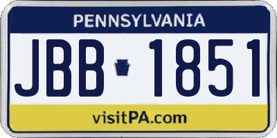 PA license plate JBB1851