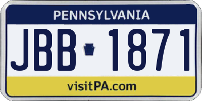 PA license plate JBB1871