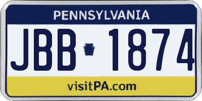 PA license plate JBB1874