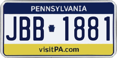 PA license plate JBB1881