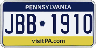 PA license plate JBB1910