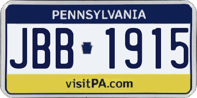 PA license plate JBB1915