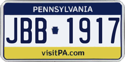 PA license plate JBB1917