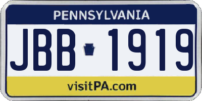 PA license plate JBB1919
