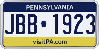 PA license plate JBB1923