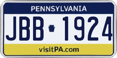 PA license plate JBB1924