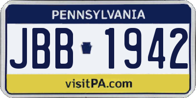 PA license plate JBB1942