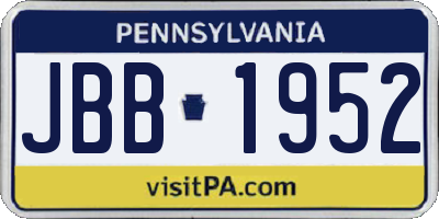 PA license plate JBB1952