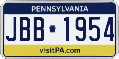 PA license plate JBB1954