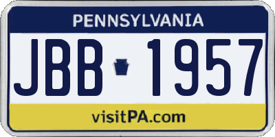 PA license plate JBB1957