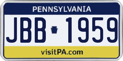 PA license plate JBB1959