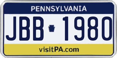 PA license plate JBB1980