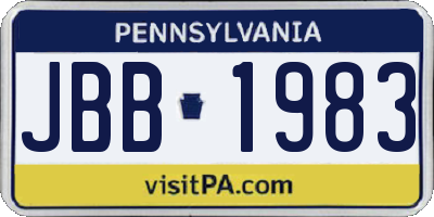 PA license plate JBB1983