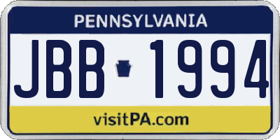 PA license plate JBB1994