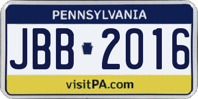 PA license plate JBB2016