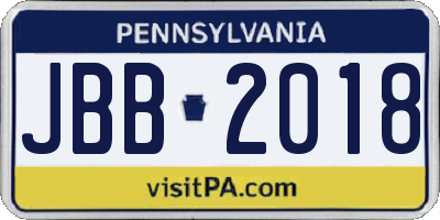 PA license plate JBB2018