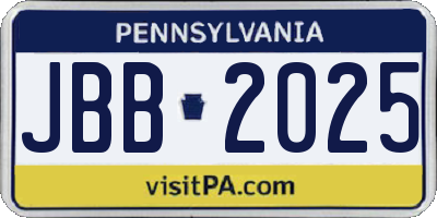 PA license plate JBB2025