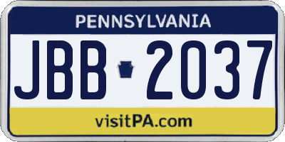 PA license plate JBB2037