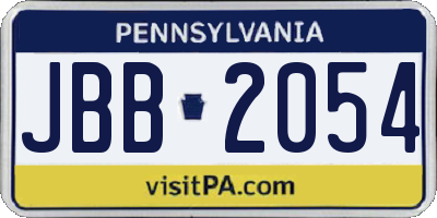 PA license plate JBB2054