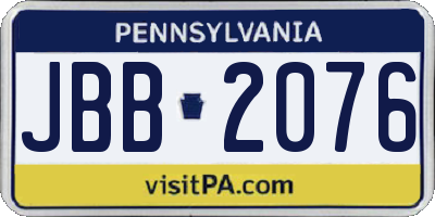 PA license plate JBB2076