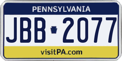 PA license plate JBB2077