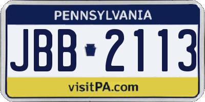 PA license plate JBB2113