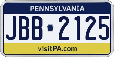 PA license plate JBB2125