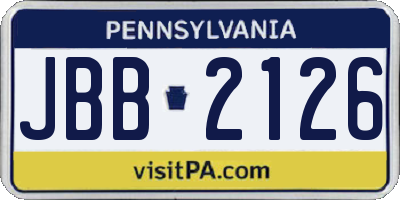 PA license plate JBB2126