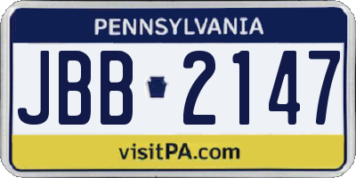 PA license plate JBB2147