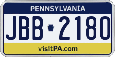 PA license plate JBB2180