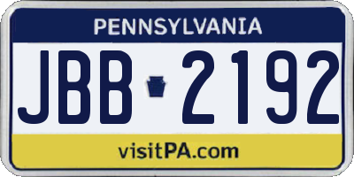 PA license plate JBB2192