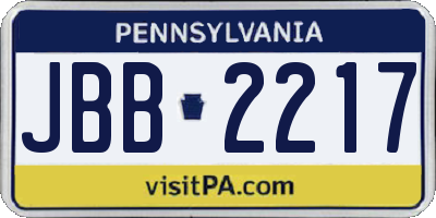 PA license plate JBB2217